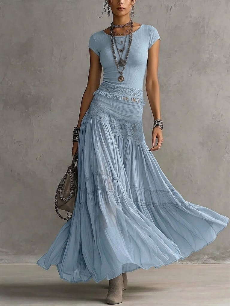 Kylisa - Conjunto De Top Elegante y Falda Boho