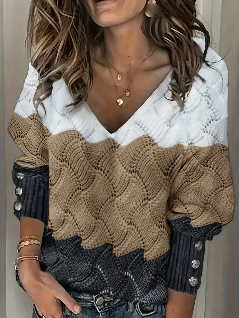 Renilda - Elegante Jersey De Punto Con Cuello En V