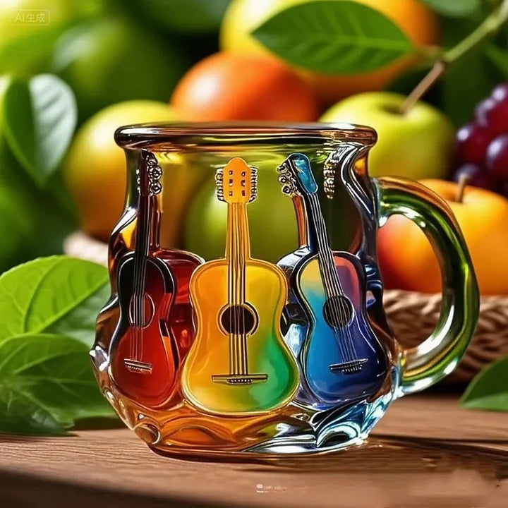 MelodyMug - Taza con Diseño de Guitarra y Vidrieras de Colores