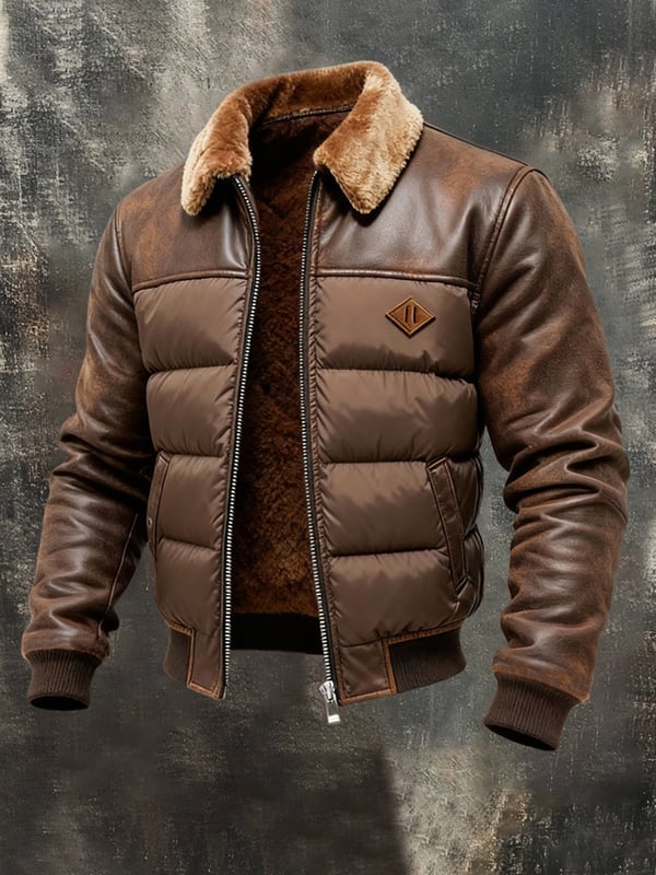 Giorgio - Chaqueta Retro De Cuero Suave y Cálido Para Exteriores