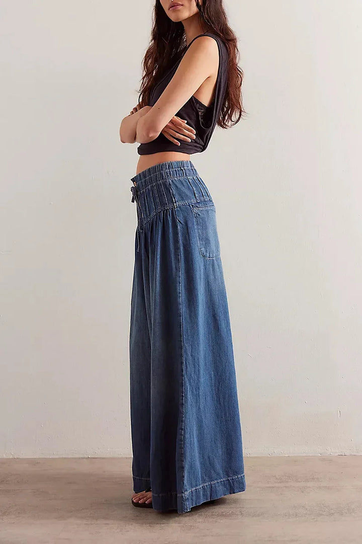 Karatza - Elegante Suelto Pierna Ancha Vaqueros