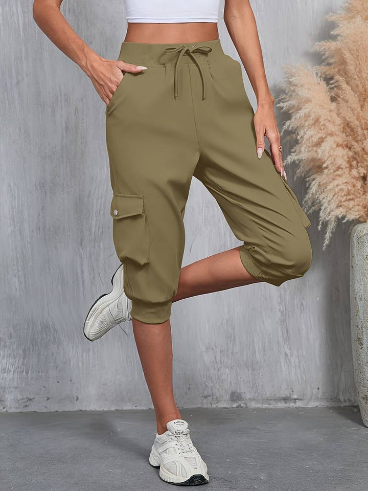 Kirabo - Pantalones Cargo De Verano Con Múltiples Bolsillos Y Cintura Elástica Acanalada