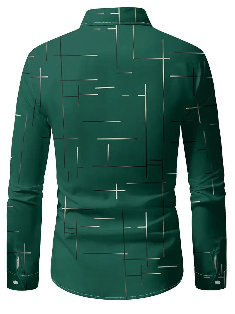 Nerio - Camisa De Manga Larga Con Estampado Geométrico