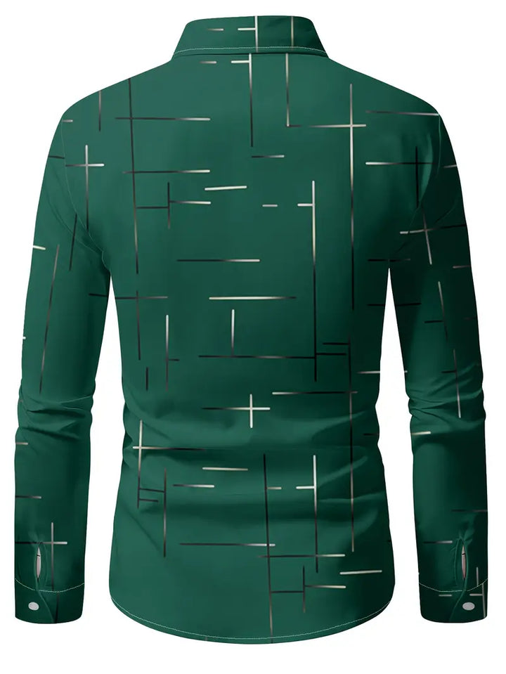 Nerio - Camisa De Manga Larga Con Estampado Geométrico