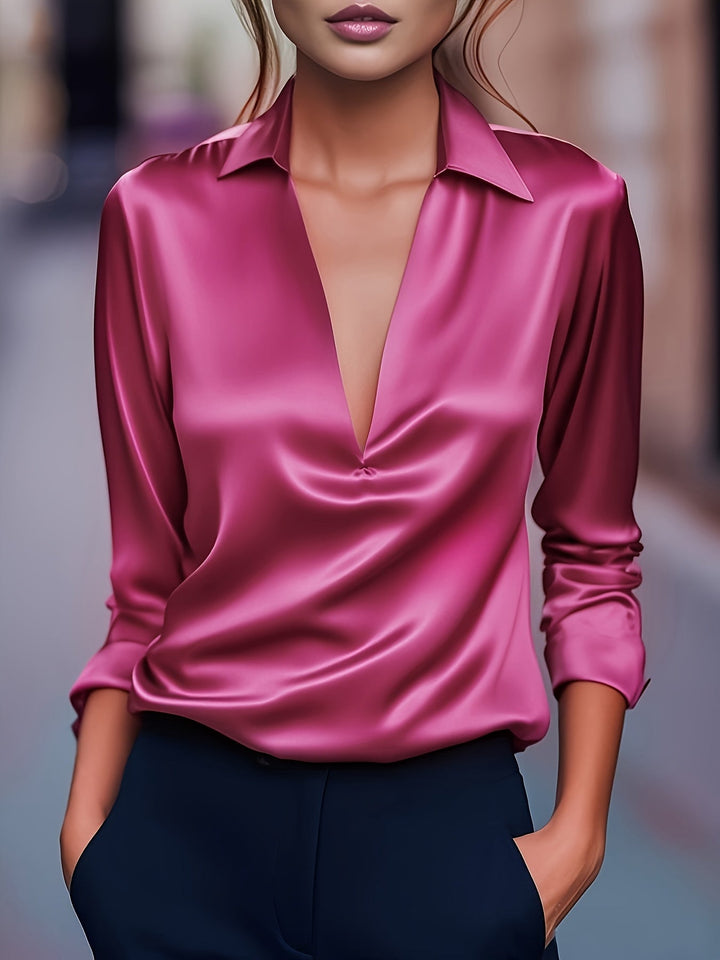 Kyrra – Elegante lusa De Satén Con Cuello En V