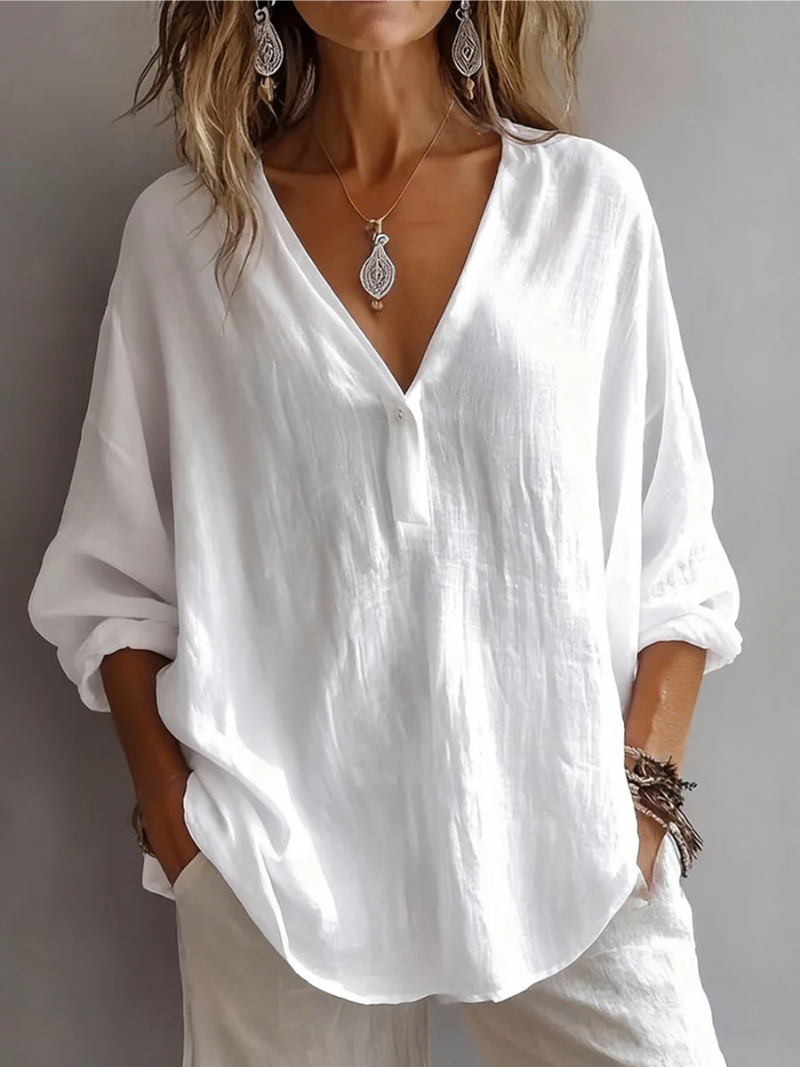 Melna- Blusa Elegante Con Cuello En V