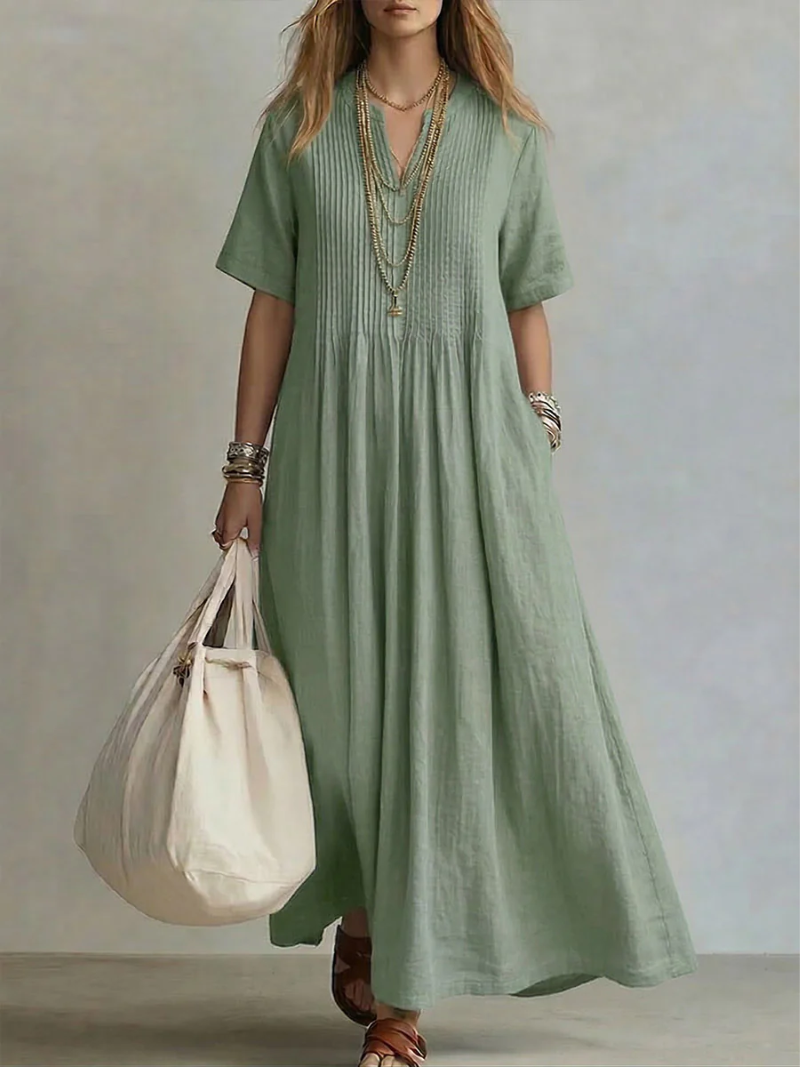 Betsaida - Elegante Vestido Con Cuello En V y Manga Corta