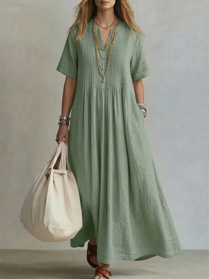 Betsaida - Elegante Vestido Con Cuello En V y Manga Corta