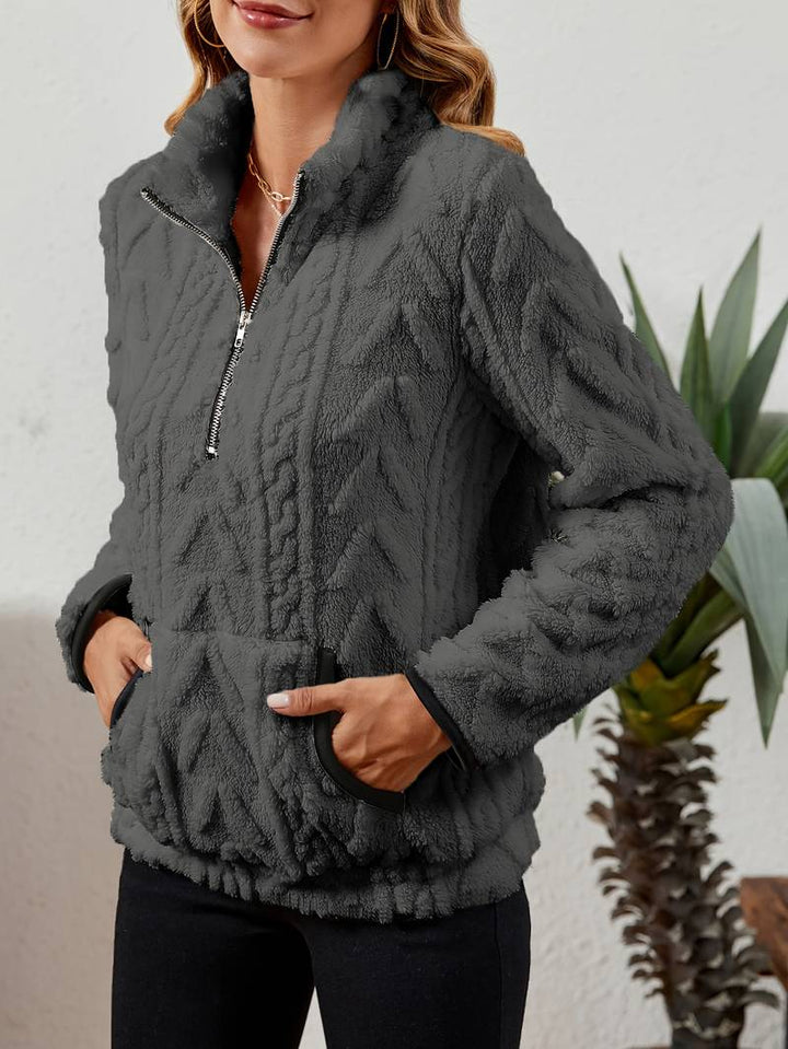 Naama - Jersey Elegante Con Medio Cremallera y Bolsillo