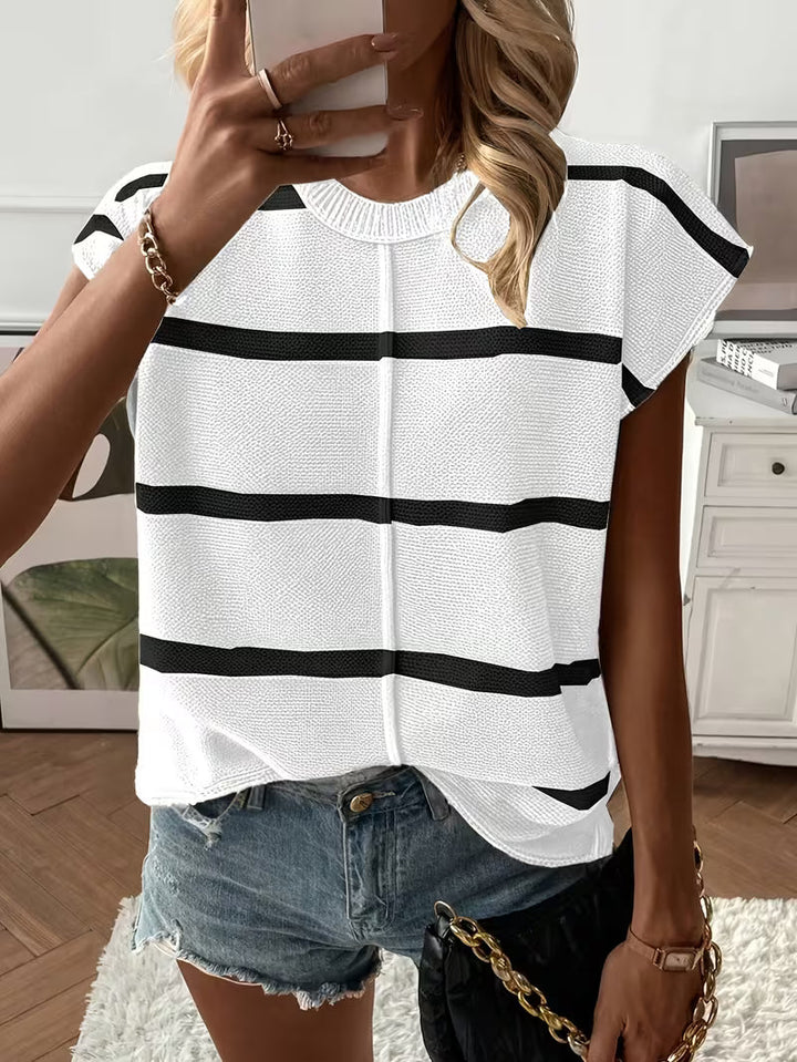 Enila - Jersey De Punto a Rayas Con Cuello Redondo