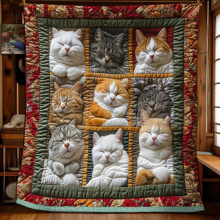 CozyCats - Manta con Estampado de Gatos Reales Durmiendo