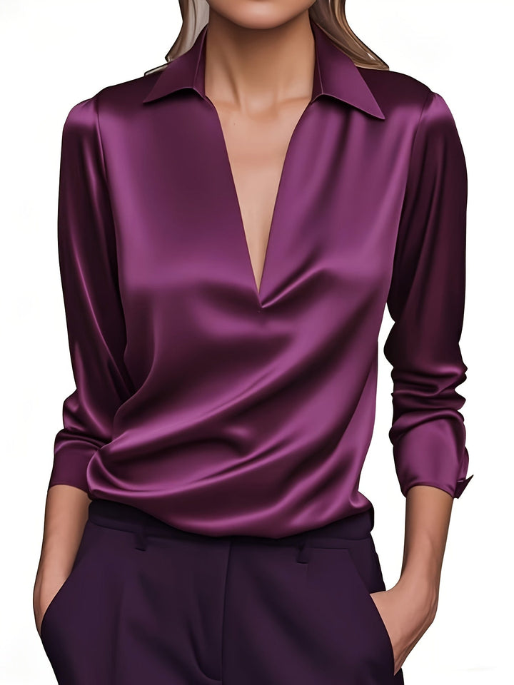 Kyrra – Elegante lusa De Satén Con Cuello En V