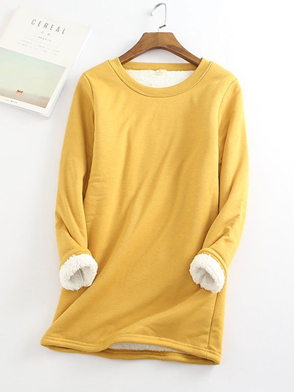 Bessie - Sudadera Casual Cuello Redondo Algodón Sólido