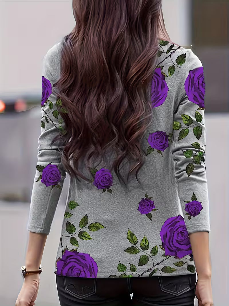 Zinie - Top De Cuello Alto Con Estampado Floral
