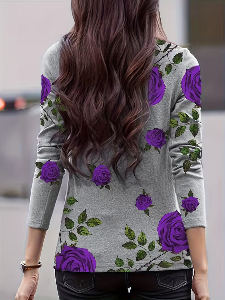 Zinie - Top De Cuello Alto Con Estampado Floral