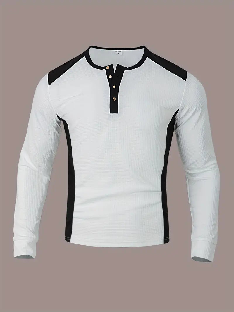Kyran - Camisa Henley De Manga Larga Con Diseño De Gofre