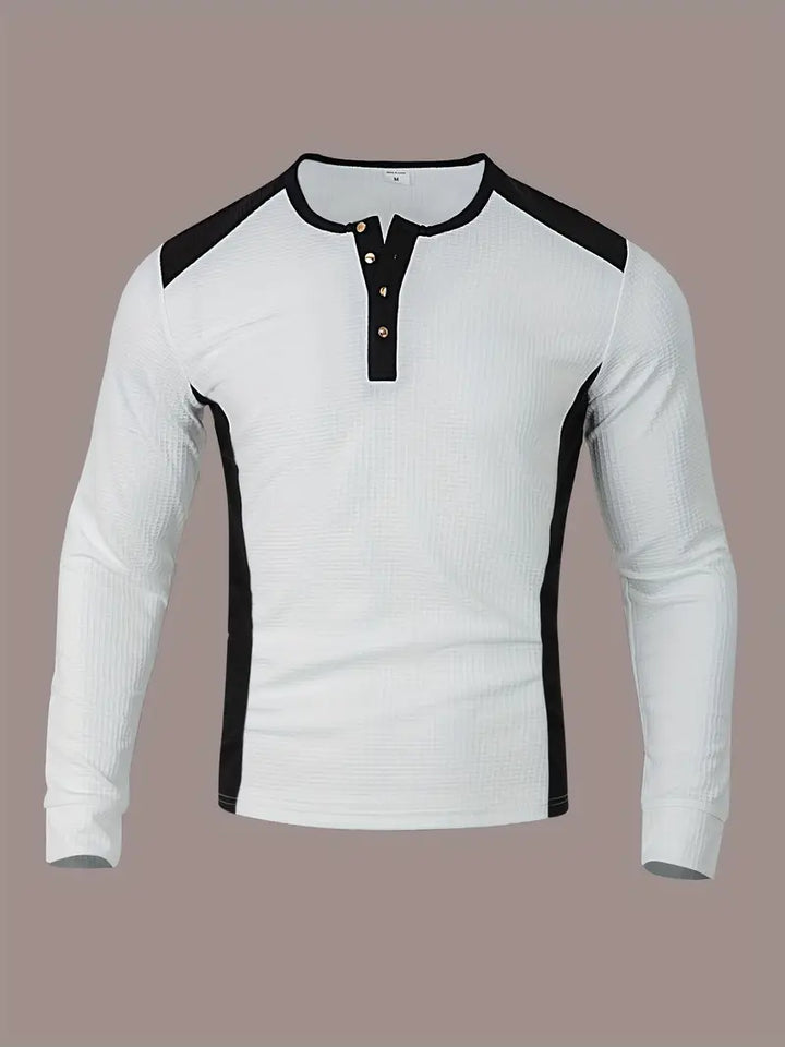 Kyran - Camisa Henley De Manga Larga Con Diseño De Gofre