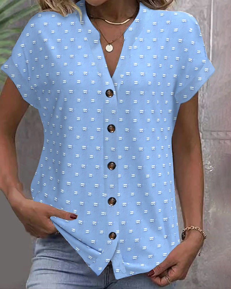 Nariya - Camisa de Cuello en V con Botones