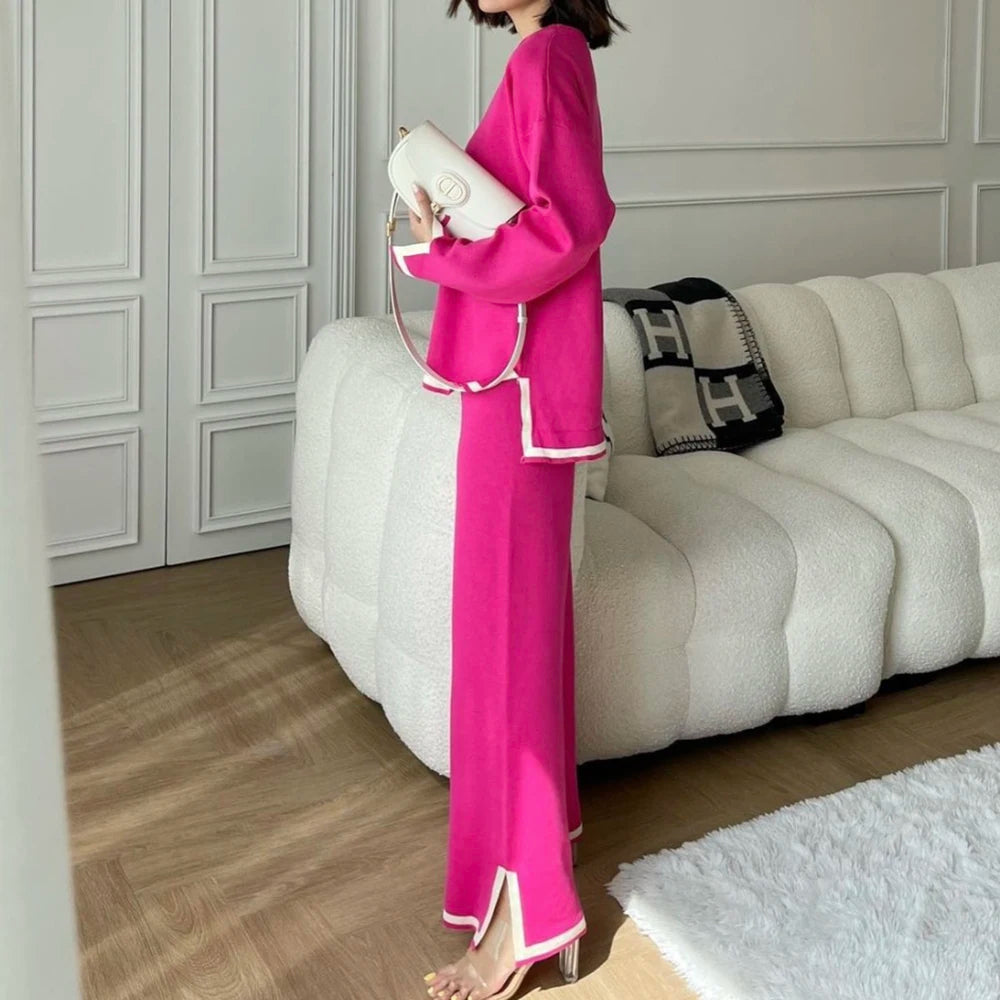 Farida - Conjunto de Jersey de Manga Larga y Pantalón Ancho