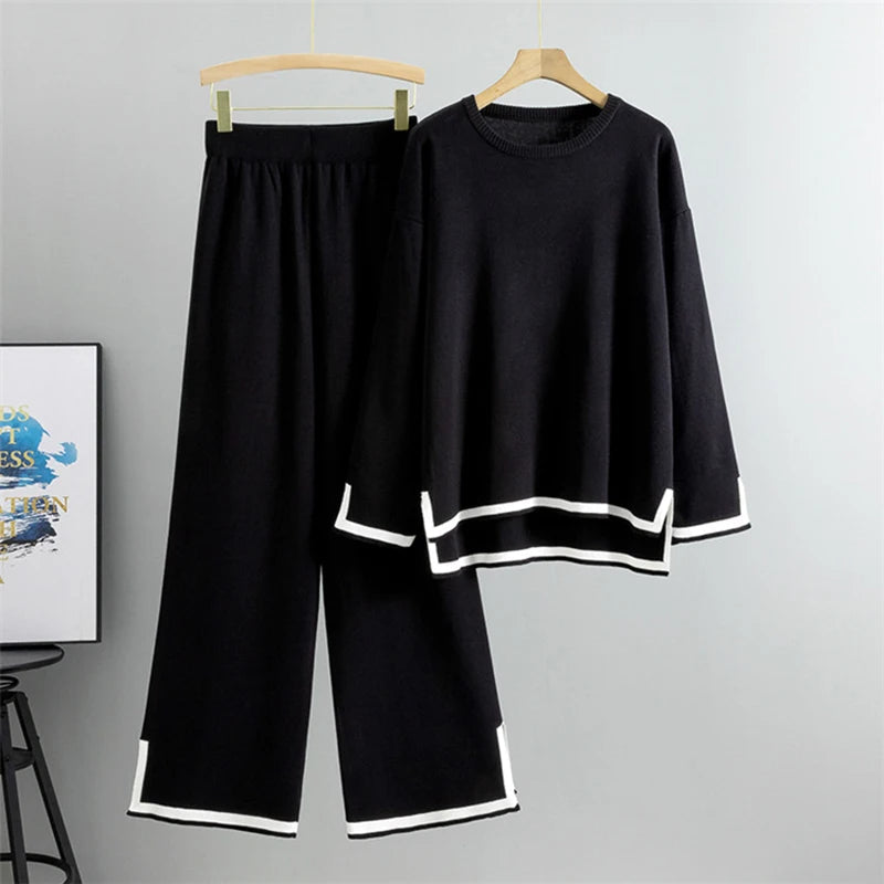 Farida - Conjunto de Jersey de Manga Larga y Pantalón Ancho