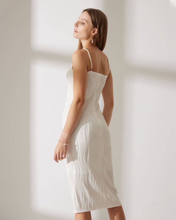 Simonen - Vestido MIDI Sin Mangas Perla ondulada