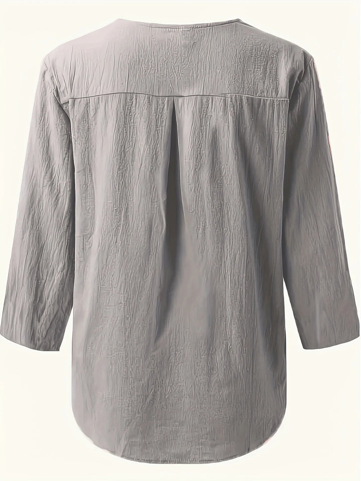 Mykaela - Blusa Informal De Algodón Y Lino
