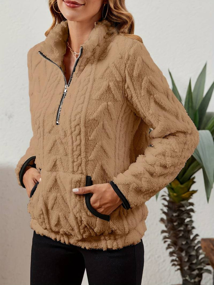 Naama - Jersey Elegante Con Medio Cremallera y Bolsillo