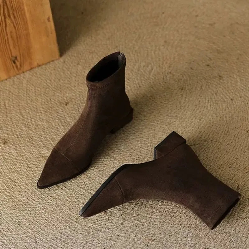 Jerlina - Botines De Ante Con Puntera Puntiaguda