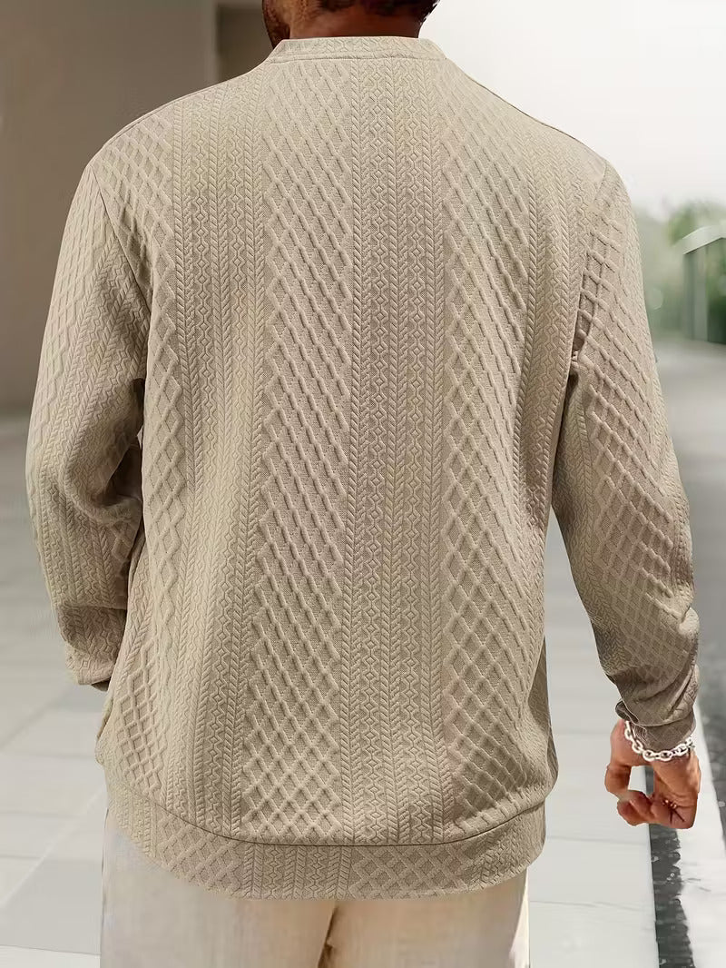 Mathew – Jersey Henley De Manga Larga Con Diseño Geométrico De Punto