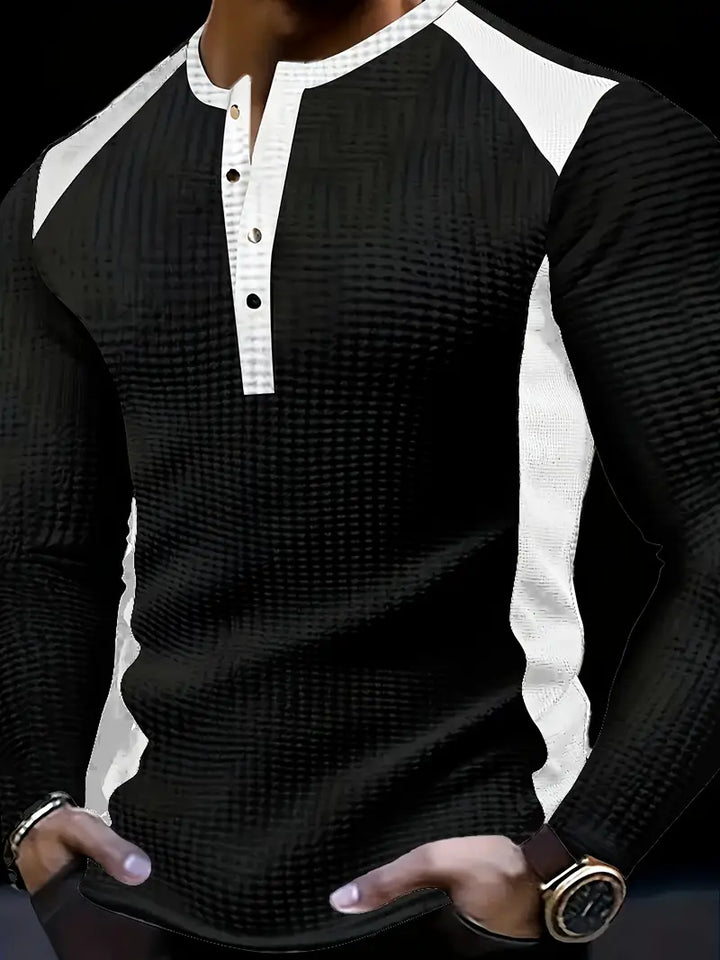 Kyran - Camisa Henley De Manga Larga Con Diseño De Gofre