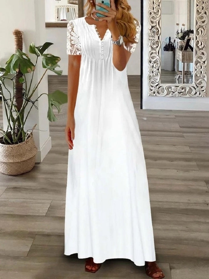 Gerda - Vestido De Manga Corta Con Estampado De Encaje