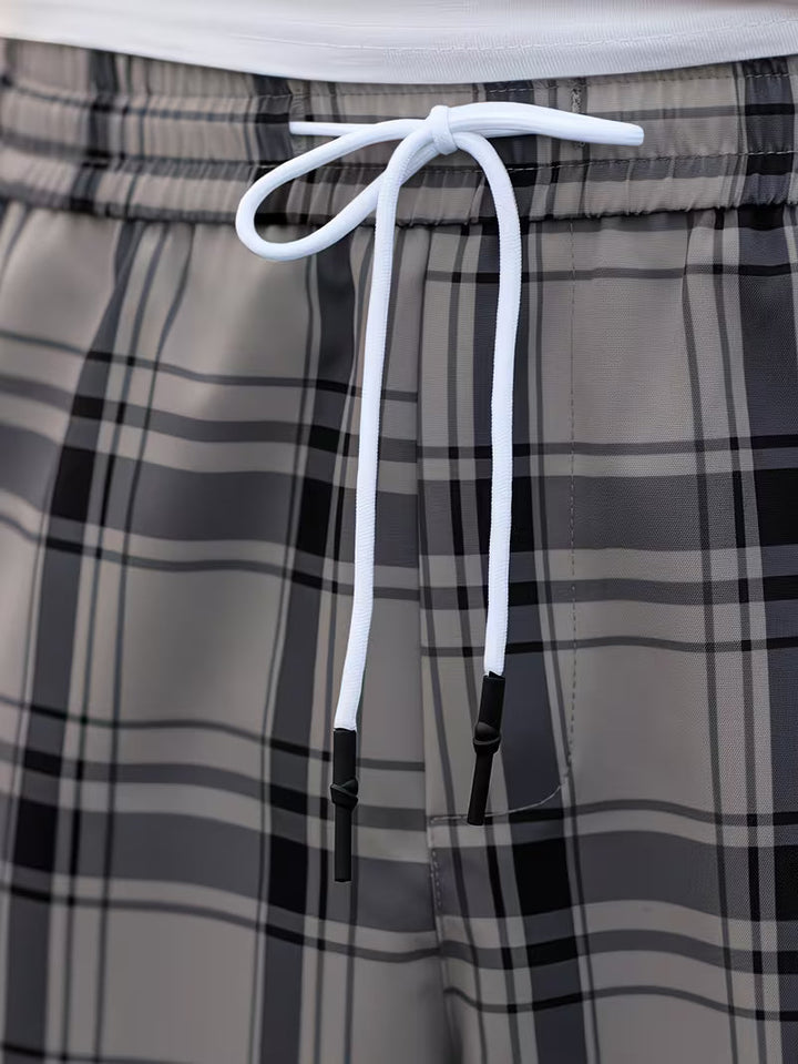 Idriz - Pantalones a Cuadros Con Cintura Elástica