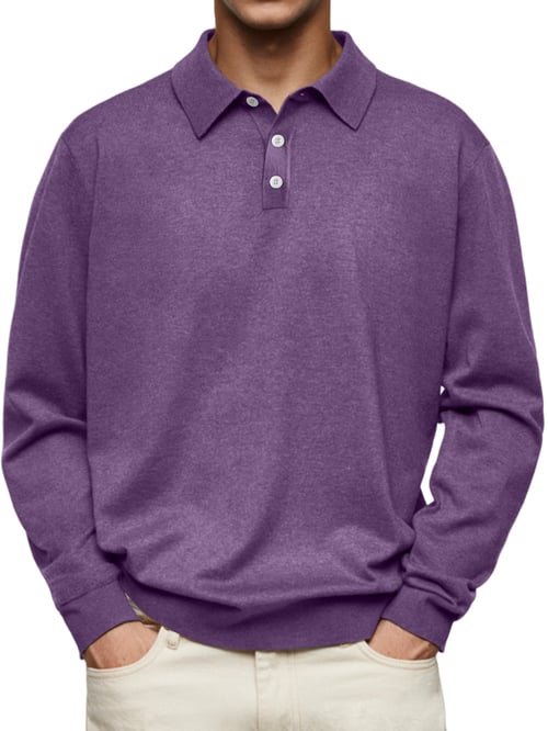 Dalvin - Casual y Cómodo Polo de Manga Larga Camisa