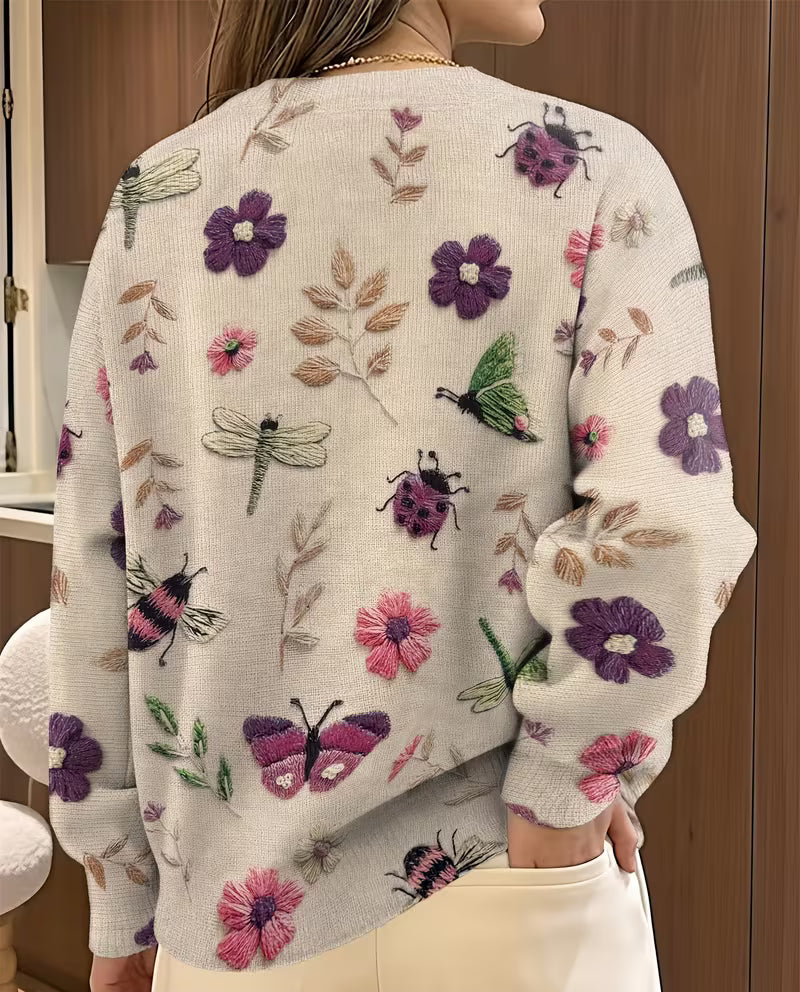 Nigella - Jersey Informal Con Estampado Floral Y De Insectos