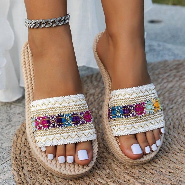 Shantica - Sandalias Planas Sin Cordones Con Suela Gruesa
