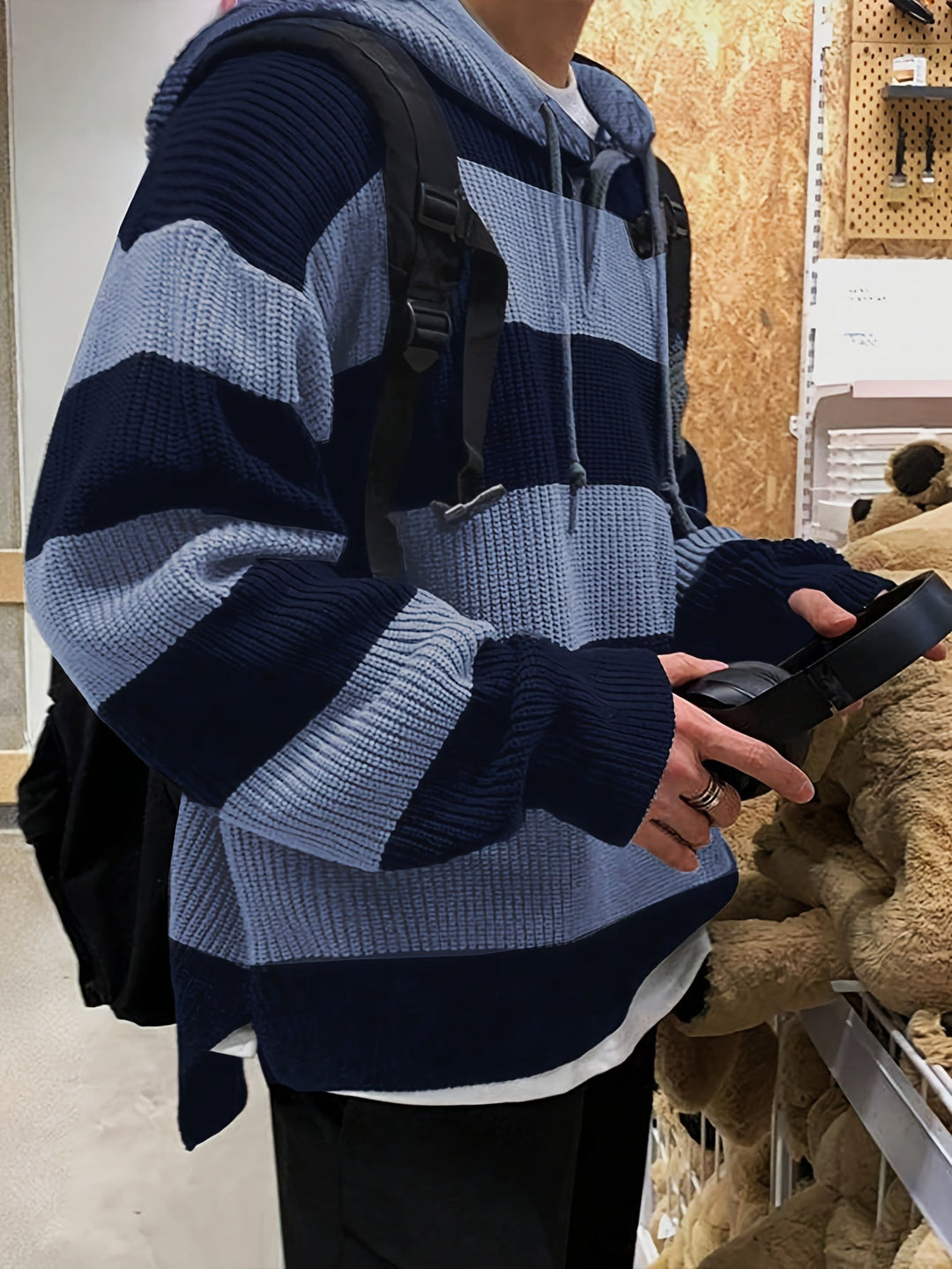 Tenzin - Con Capucha De Punto a Rayas Oversize