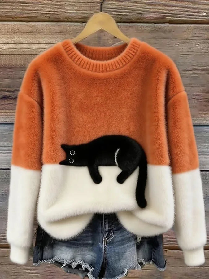 Zaidia – Cálido jersey De Punto Con Un Bonito Gato