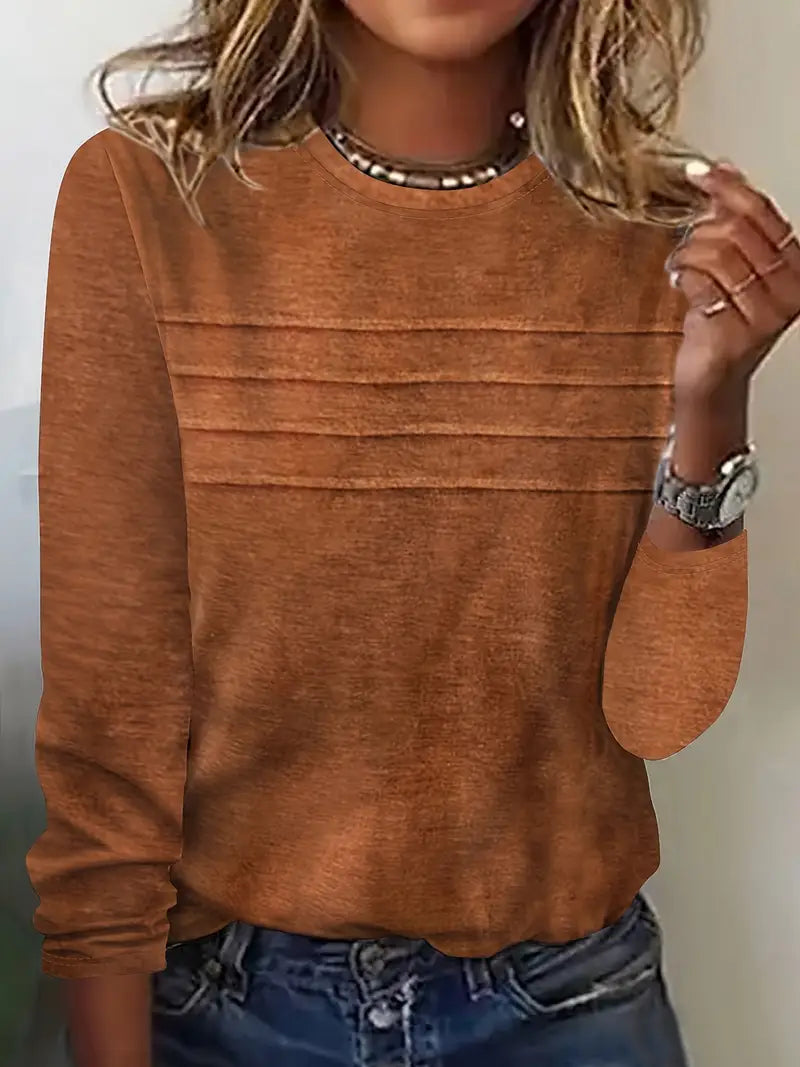Kaelis - Top Informal De Cuello Redondo y Manga Larga