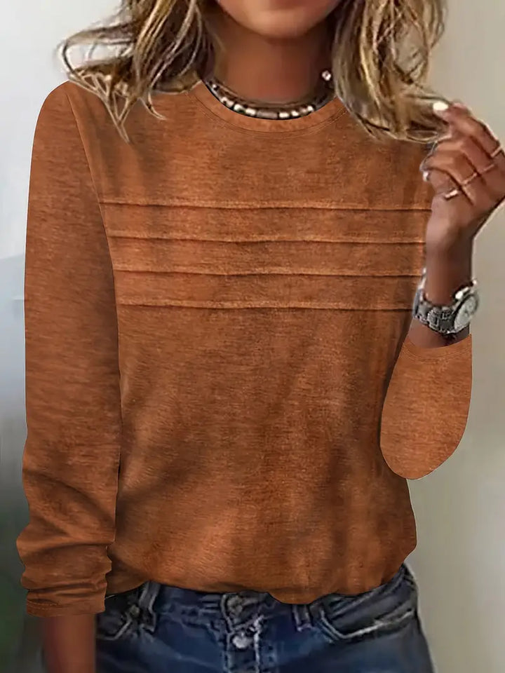 Kaelis - Top Informal De Cuello Redondo y Manga Larga