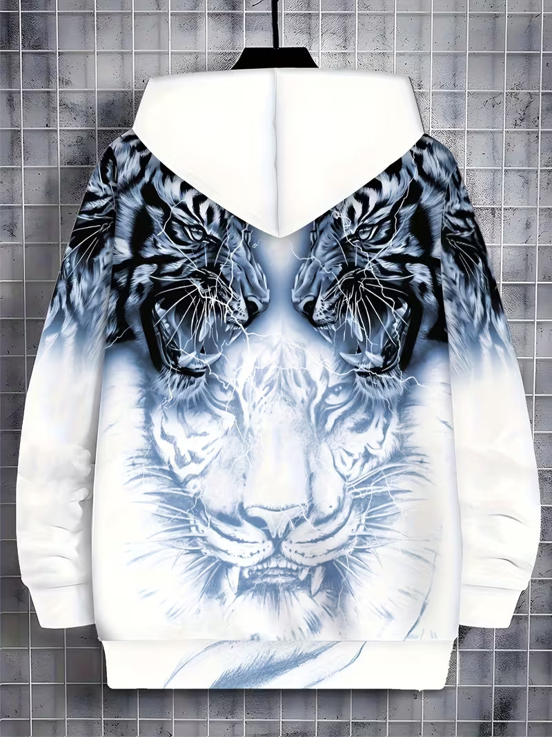 Luciano - Sudadera Con Capucha y Estampado De Tigre Con Cremallera