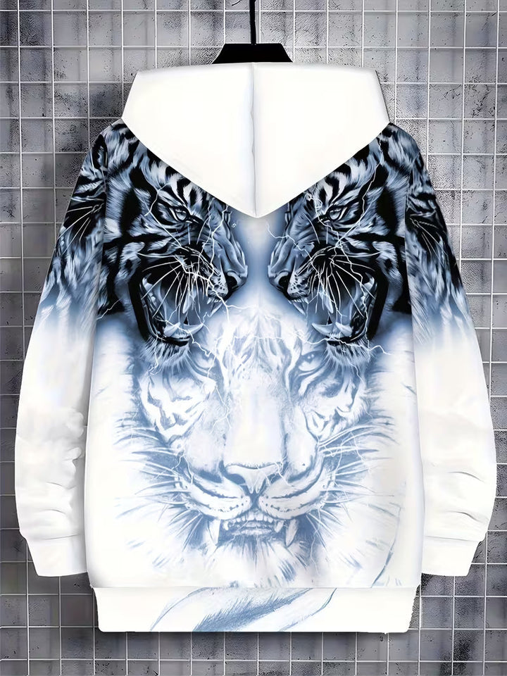 Luciano - Sudadera Con Capucha y Estampado De Tigre Con Cremallera