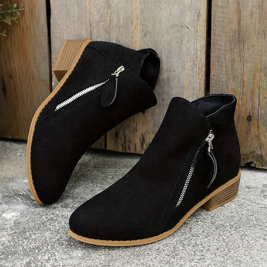 Farah - Botines Ortopédicos De Cuero Con Cremallera