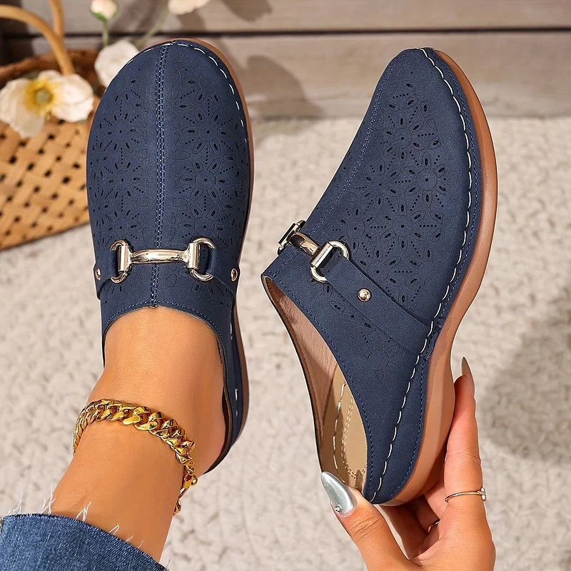 Hailen - Mules Tipo Mocasín Sin Cordones Con Estampado Floral Informal
