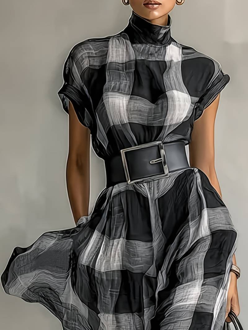 Nethara - Elegante Vestido de Otoño Con Cinturón