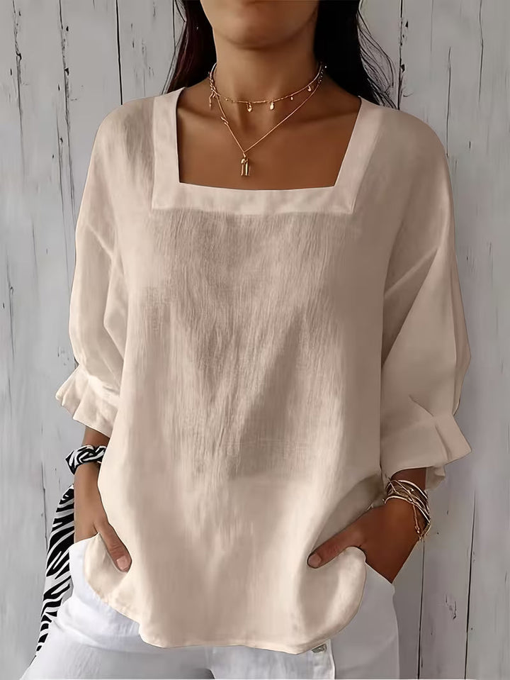 Alvessa - Blusa De Manga Larga y Cuello Cuadrado