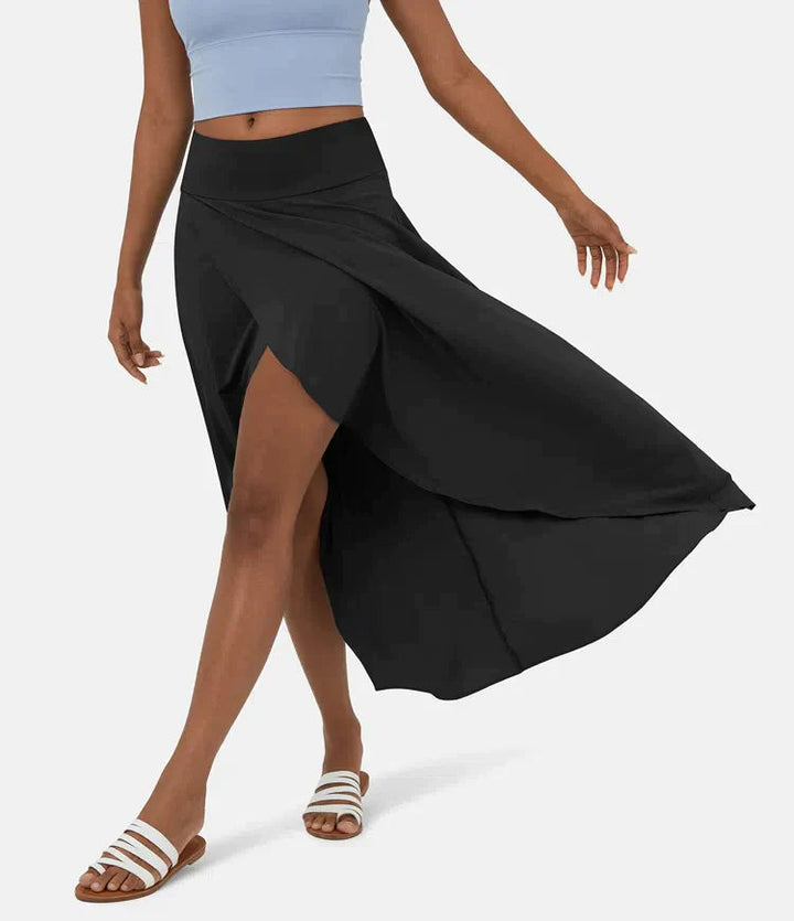 Keisha - Falda Midi Informal Con Cintura Alta Y Falda Con Volante Profundo