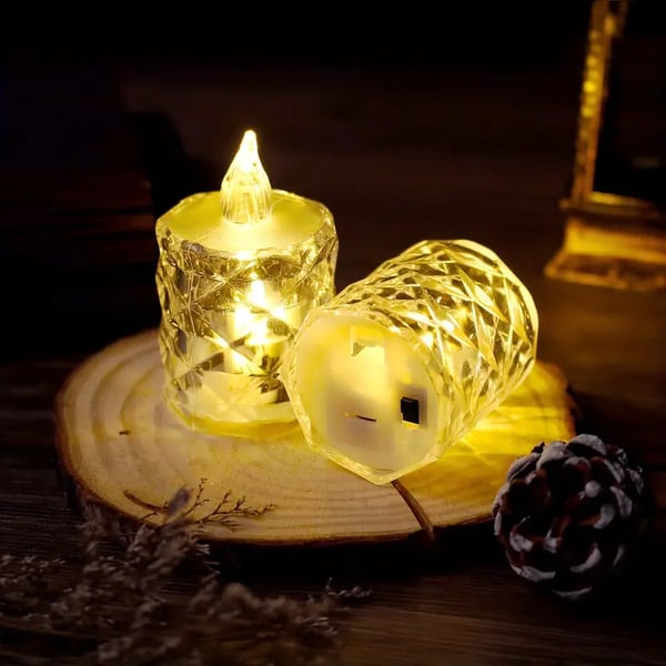 RadiantCrysta - 3 piezas/conjunto Velas De Cristal Sin Llama