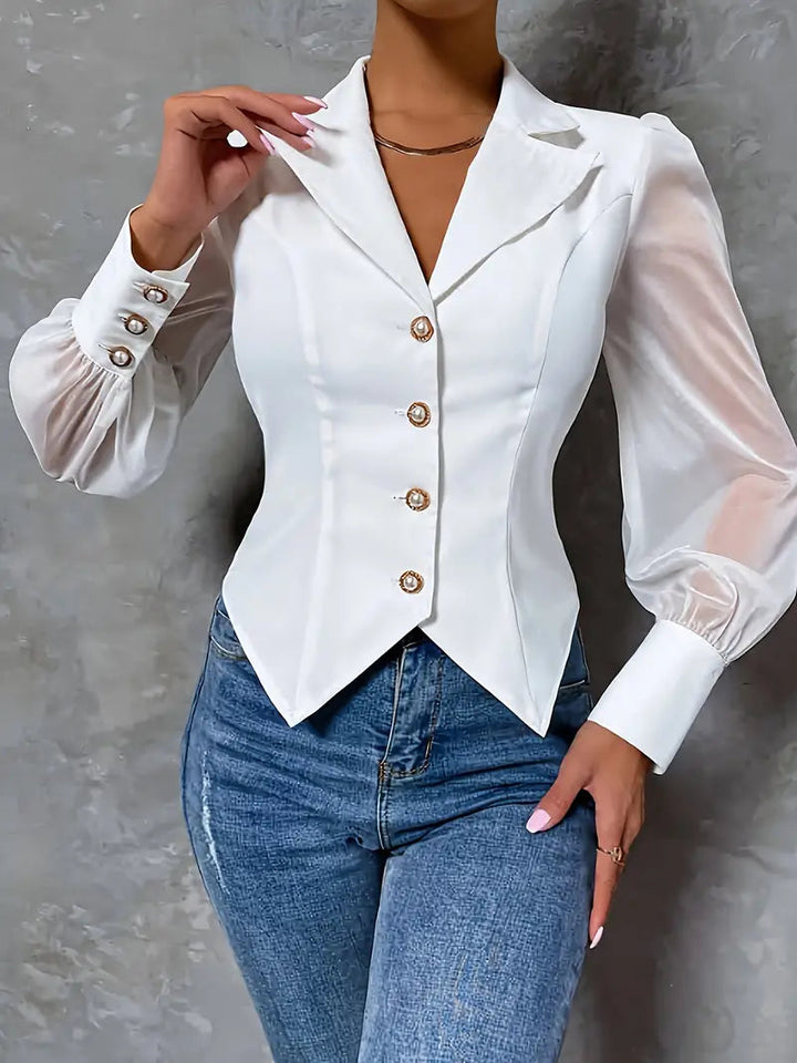 Yurelle - Elegante Blusa con Cuello en Pico