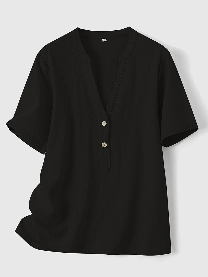 Nerida - Blusa Moderna Con Cuello En V y Manga Corta
