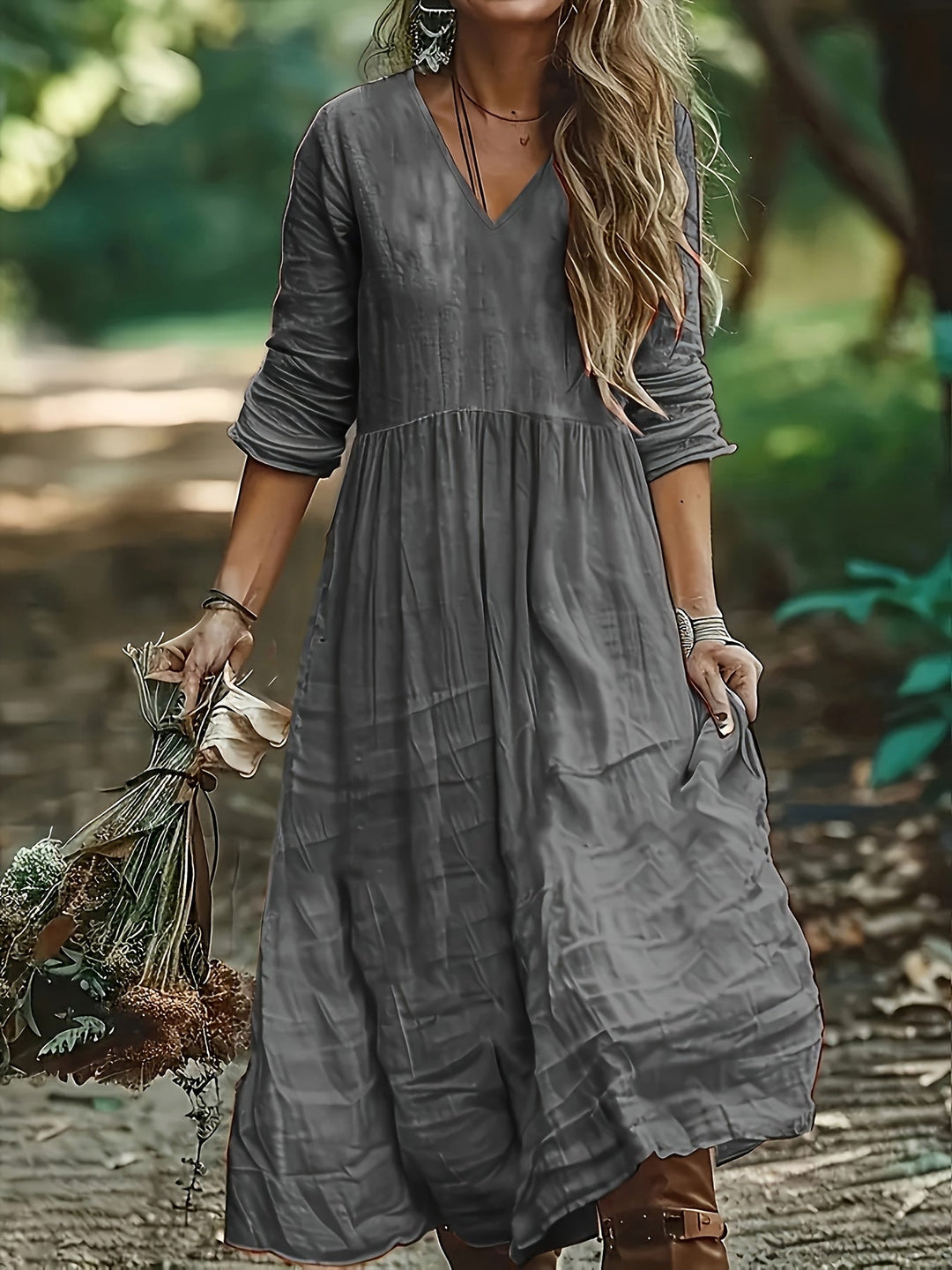 Shirron - Vestido Largo de Moda Con Cuello en V